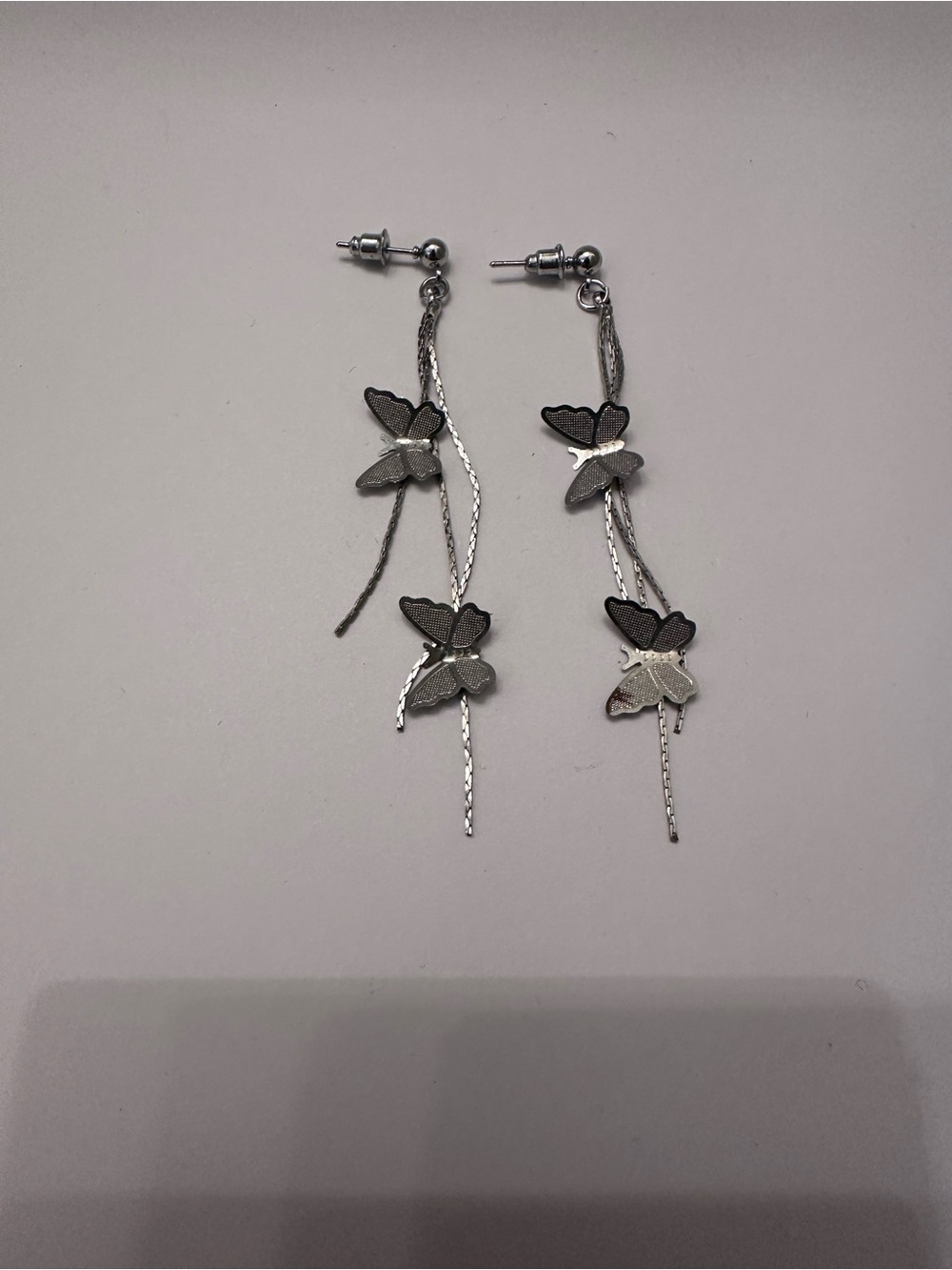 Silver Butterfly Dangle Earrings